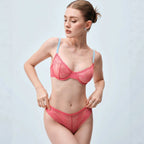 Women's Lace Jacquard Bra & Panties Set