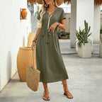 Casual Sequin Decoration Slim Solid Color Dress