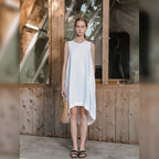 Pure Linen Vest Front Short Back Long Special Interest Design Cotton Linen Sleeveless Dress