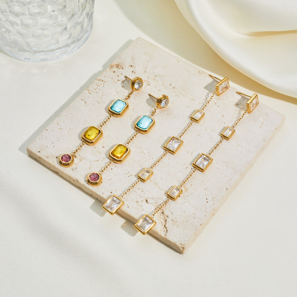 Women's Asymmetric Zircon Drop Earrings
