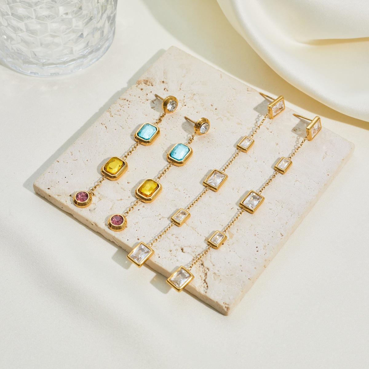 Women's Asymmetric Zircon Drop Earrings