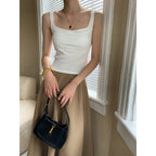 's Comes With Chest Pad French Square Collar Wide Shoulder Strap
