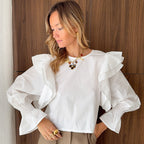 Women's Cotton Long-Sleeve Backless Top