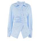 Women's Pure Cotton Slim Fit Waist Sneaky Slit Hemline At Hem Shirt