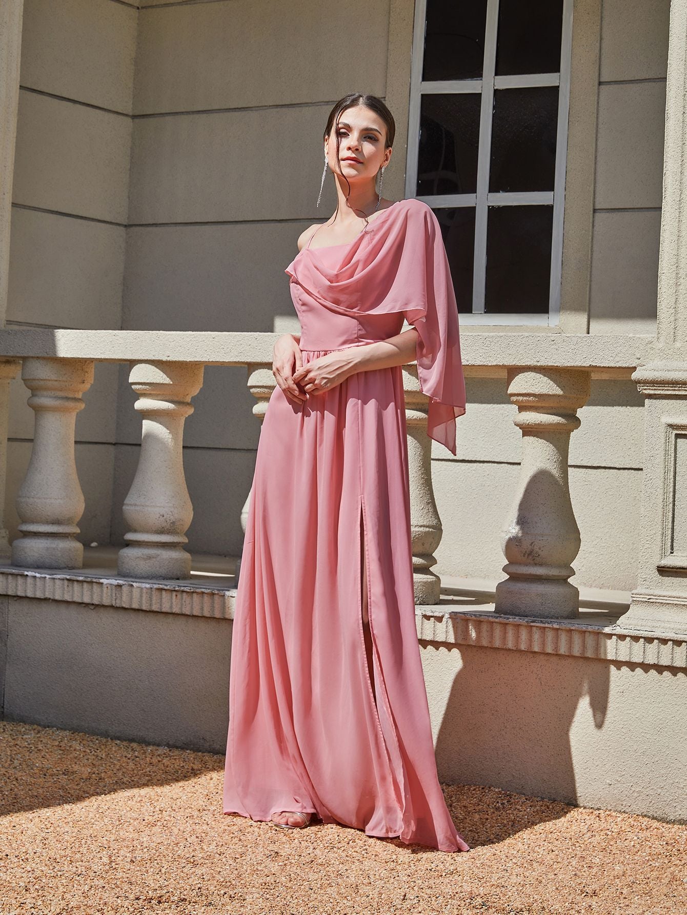 Autumn Winter Women Sexy Sling Cocktail Dress Solid Color Dress