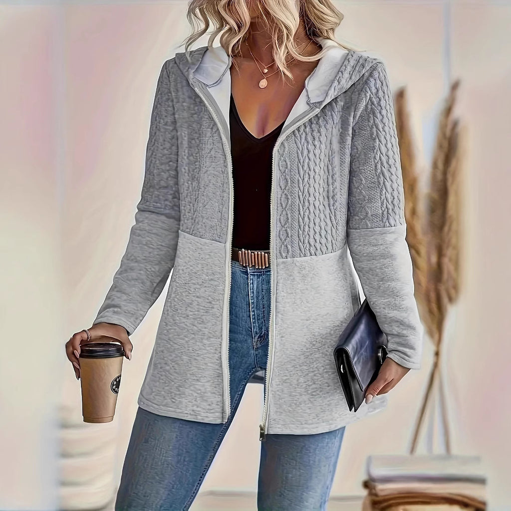 Plus Size Women Clothing Fall Winter Patchwork Casual Loose Jacket