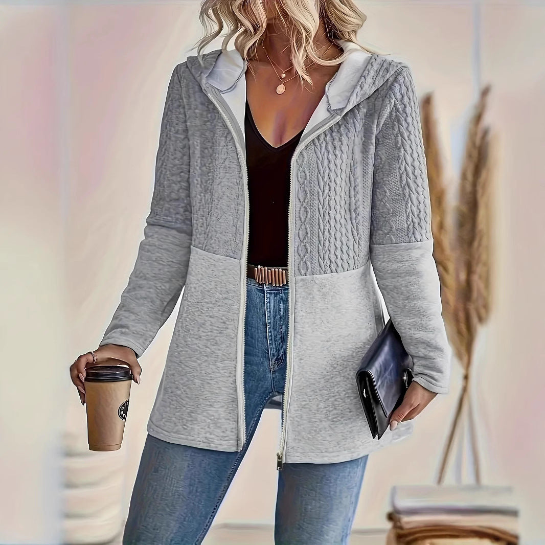 Plus Size Women Clothing Fall Winter Patchwork Casual Loose Jacket
