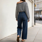 Simple Retro Slim Fit Slimming Straight Women Jeans