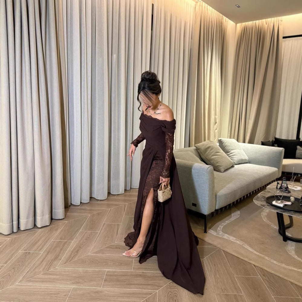 Women's Lace-Sleeve Tube-Top Dress