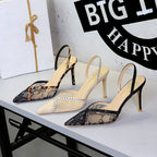 Women's Lace Mesh Stiletto Sandals
