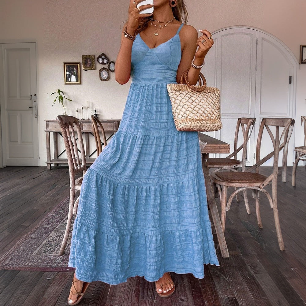 Women's Women's Summer Elegant Solid Color Sling Large Swing Dress
