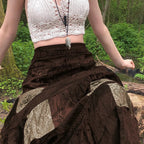 Women's Retro Big Swing Plaid Stitching Loose Velvet Over The Skirt