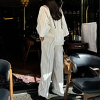 Striped Shirt & Wide-Leg Pants Set