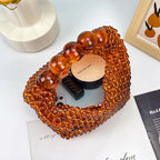 Women's Amber Beaded Dumpling Handbag