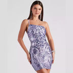 Women's Suspender Sequin Sheath Slim Fit Dress