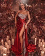 Women's Sequin Asymmetric Split Maxi Dress