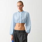 Fall Women Clothing Wooden Ear Short Cropped Outfit Long Sleeve Shirt