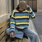 Women's Striped Round-Neck Knit Sweater