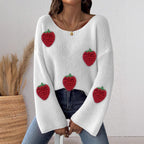 Women Pullover Sweater Top Women Clothing Simple Loose off Shoulder off the Shoulder Flared Sleeves Sweater