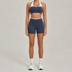 Halter Contrast Color Nude Feel Yoga Outdoor Workout
