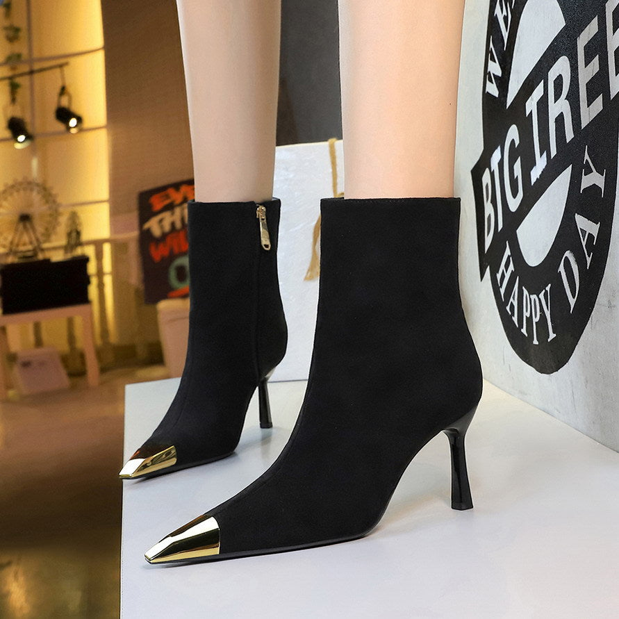 Women's Black Suede-Look Stiletto Boots