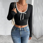 Women's Simple All Match T Shirt Slim Fit Short Cropped Top
