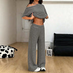 Black White Striped Sloping Shoulder off the Shoulder Short