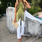 Multi-Way Sequined Tassel Halter Top