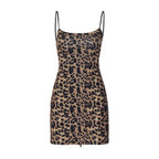 Women's Leopard Print Lace-Up Backless Cami Mini Dress