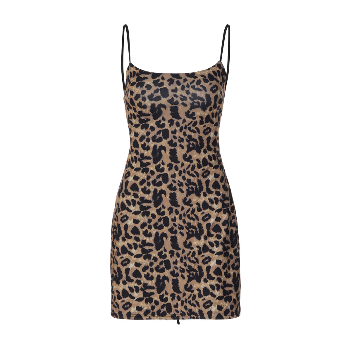 Women's Leopard Print Lace-Up Backless Cami Mini Dress