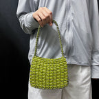 Women's Green Beaded Chain Shoulder Bag