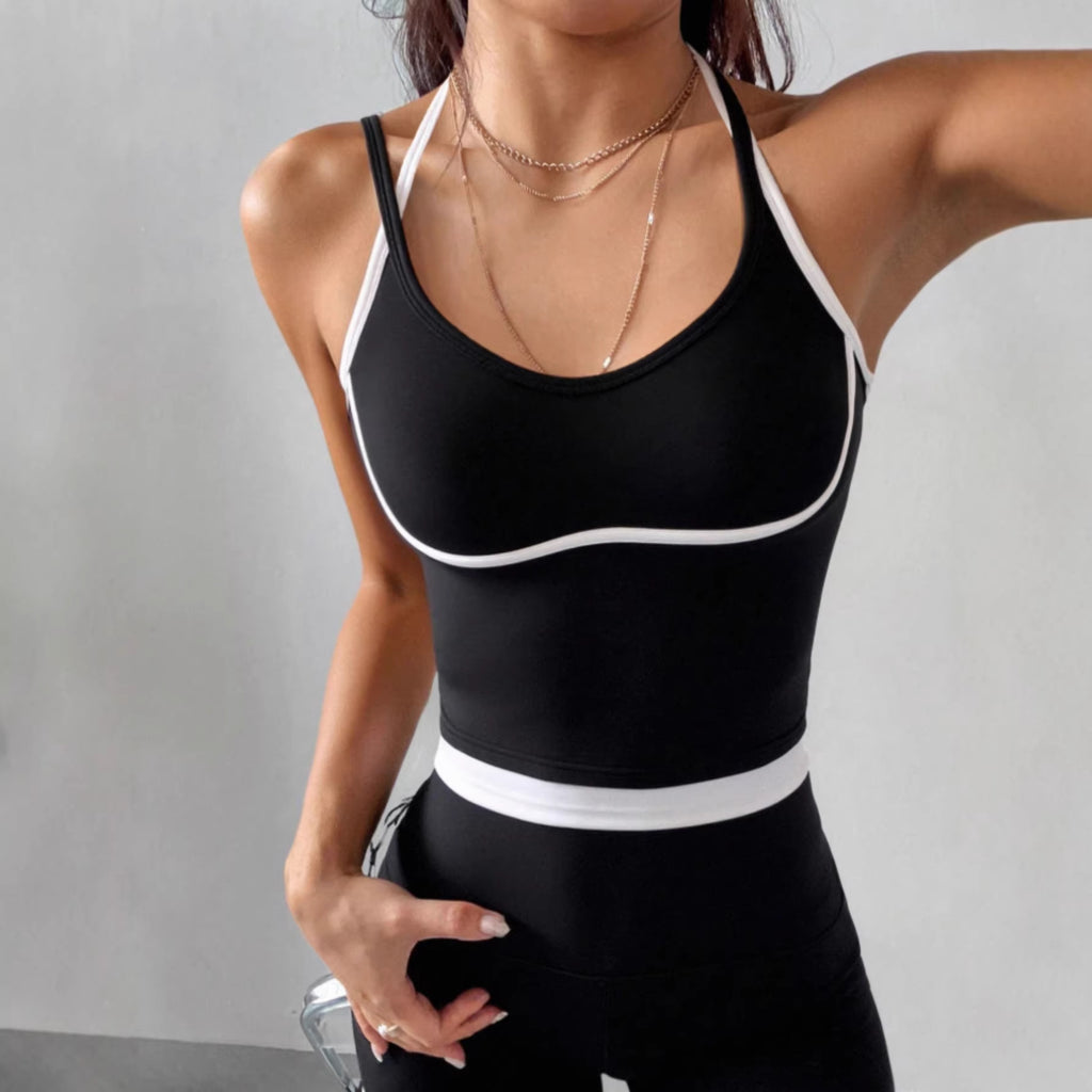 Sporty Simplicity Splicing Package Side Camisole Sexy