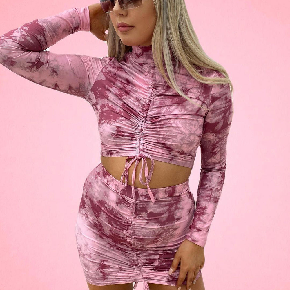 Women's Hollow Out Cutout Drawstring Coordinated Two-Piece Set