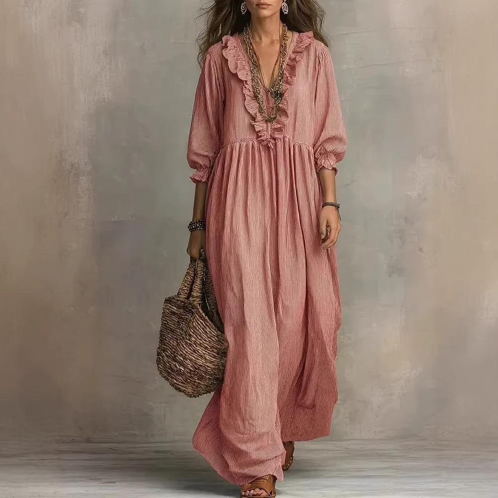 Women's Striped Ruffled Dress