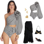 Pleated Ruffled One-piece Swimwear