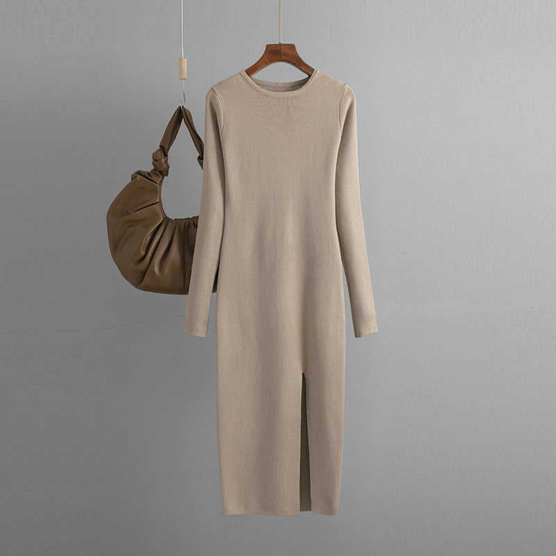 Autumn Winter Slim Fit Knitted Dress Inner Wear Outer Wear Midi Long
