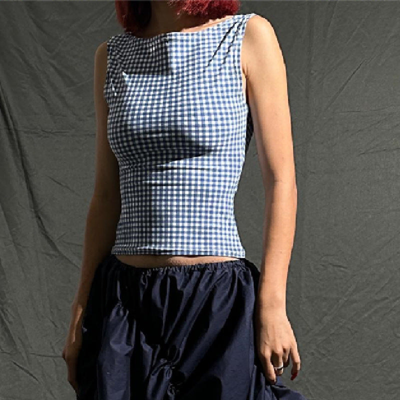Women's Houndstooth Bow Vest Top