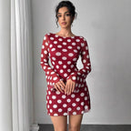Polka Dot Backless Mesh Mini Dress