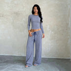Women's Striped Wide-Leg Two-Piece Set