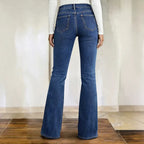 Retro Floral Embroidered Skinny Jeans Women HW Slimming