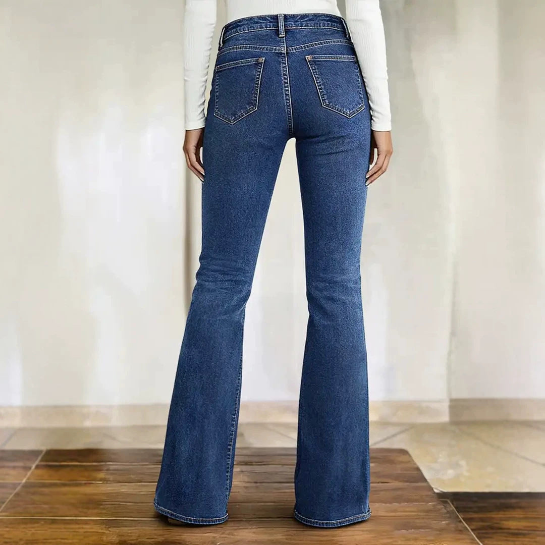 Retro Floral Embroidered Skinny Jeans Women HW Slimming