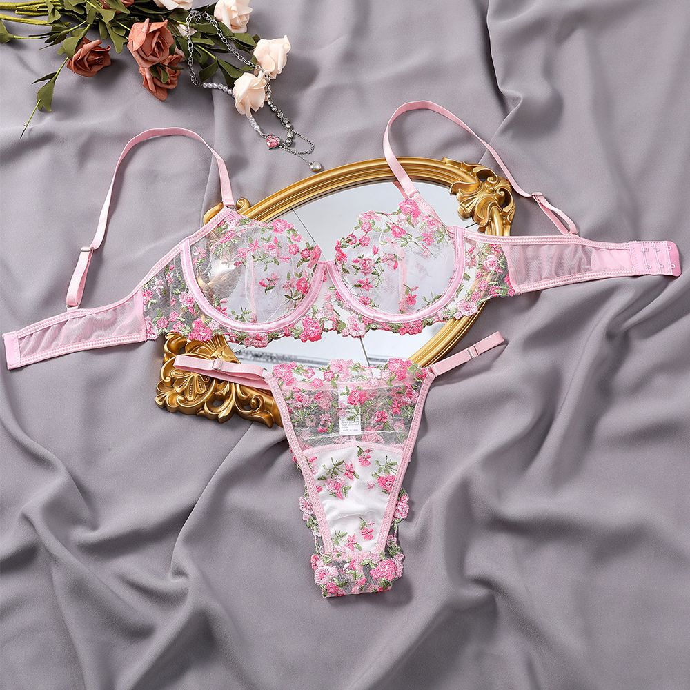 Embroidered Bra Set Lingerie