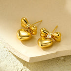 Zircon Bow Stud Earrings