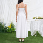 Women's V-Neck Smocked Ruched Midi Dress