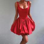 Women's Hip Elegant Slim Waist Bud Sling Puffy Dress