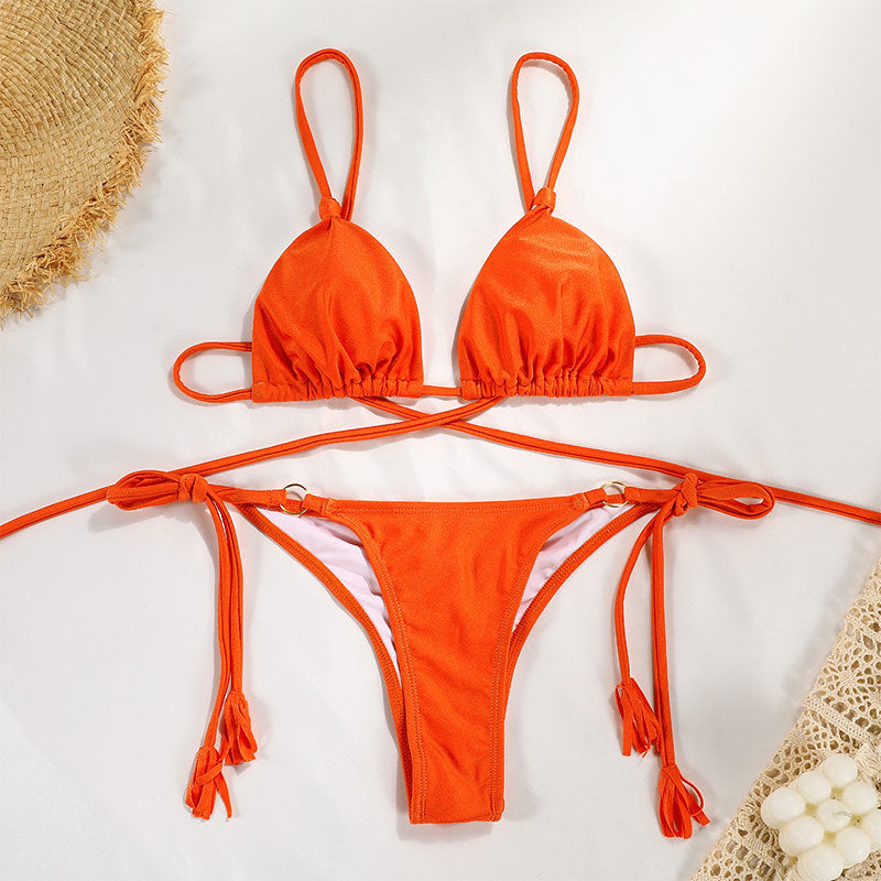 Split Solid One-piece Swimwear
