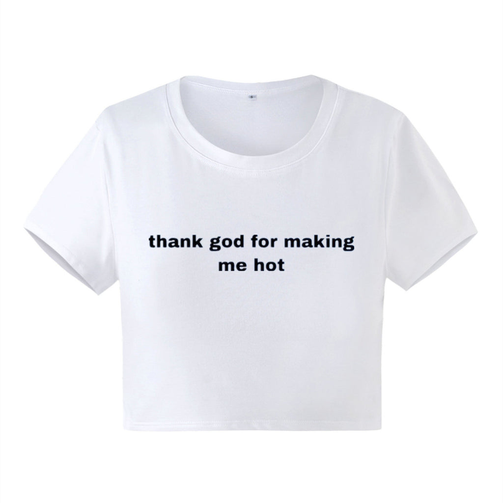 Women's Street Trendy English Letter Graphic Printing Short Slim Fit Short Sleeve T Shirt Top Women