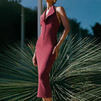 Women's Halter Backless Split A-Line Maxi Dress