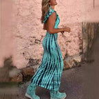 Hooded Backless Print Ethnic Dress