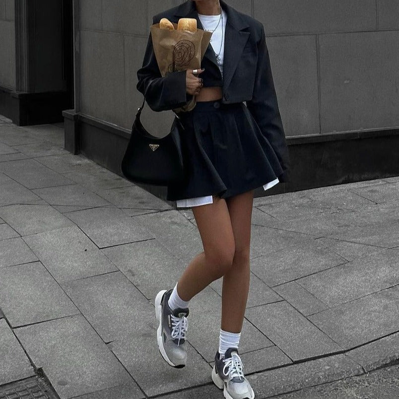 Autumn High-Waist Tweed Skirt